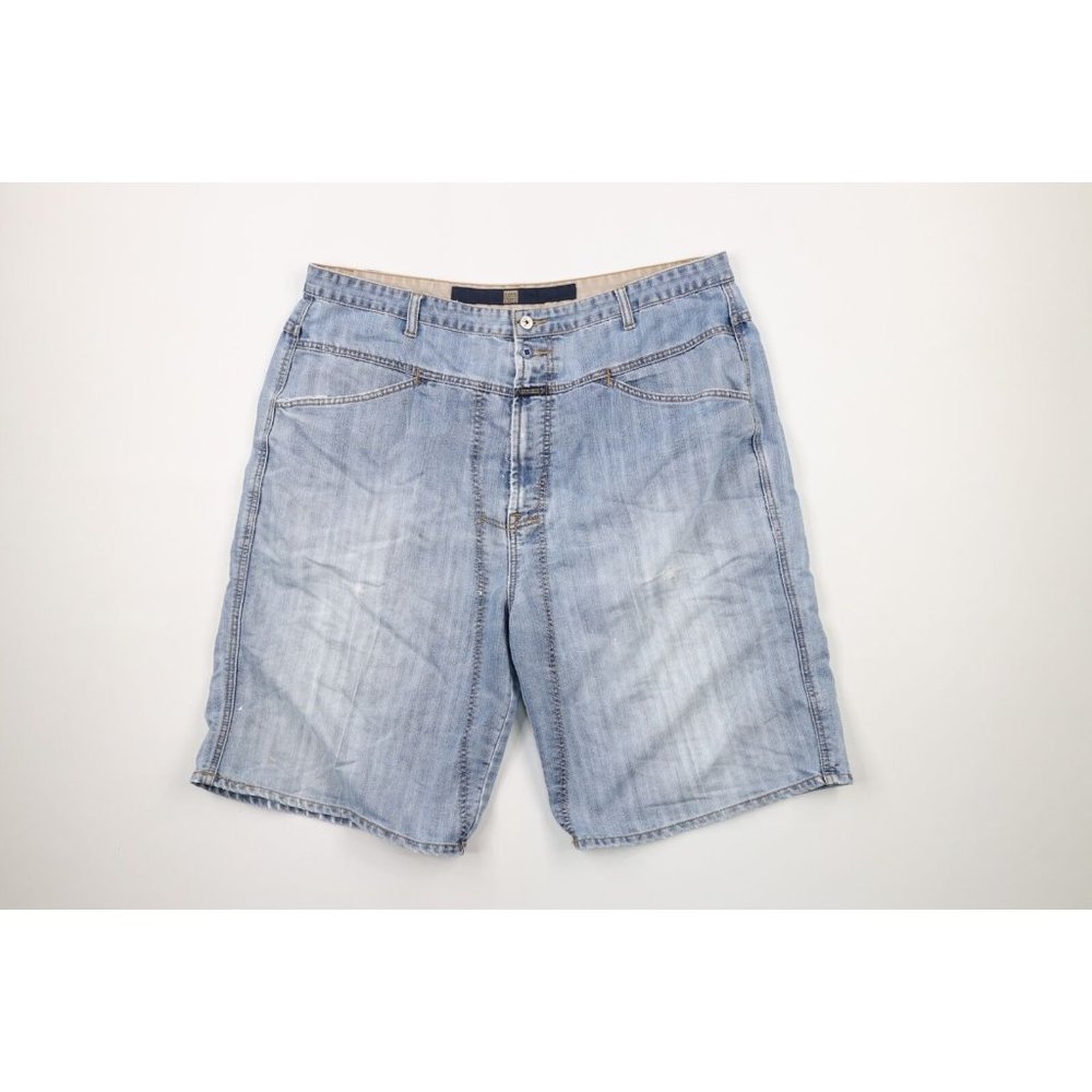 Vintage 90s Marithe Francois Girbaud 42 Thrashed Spell Out Baggy Denim Shorts